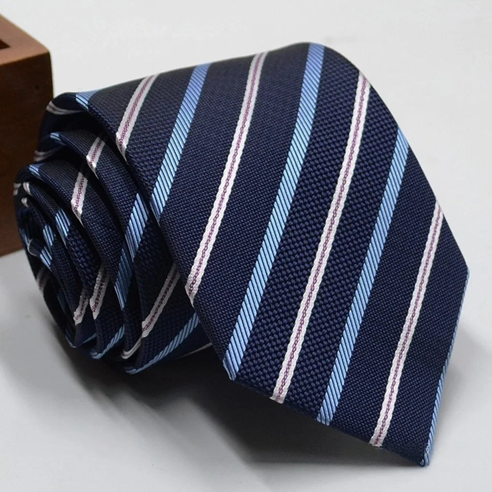 Classic Stripe Necktie - Business Formal Tie for Men 8cm Blue Black Pink Red - ZOOMNSTORE