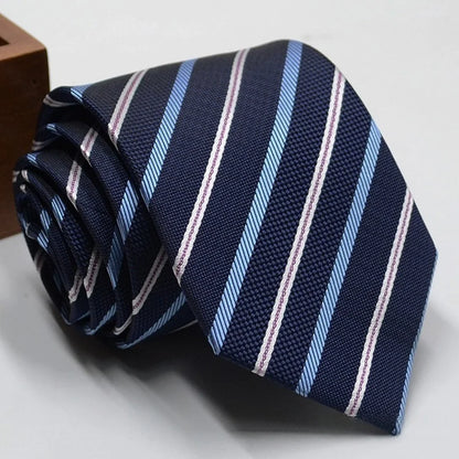 Classic Stripe Necktie - Business Formal Tie for Men 8cm Blue Black Pink Red - ZOOMNSTORE