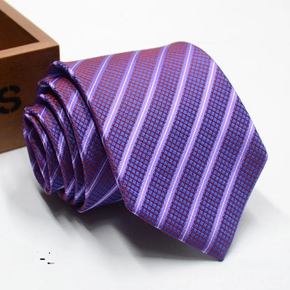 Classic Stripe Necktie - Business Formal Tie for Men 8cm Blue Black Pink Red - ZOOMNSTORE