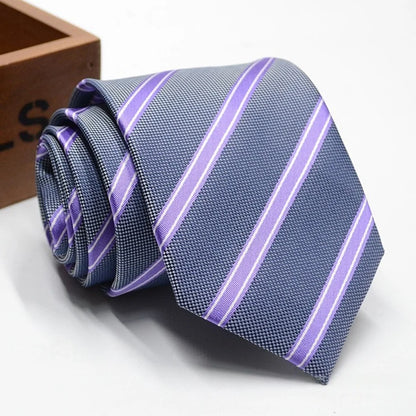 Classic Stripe Necktie - Business Formal Tie for Men 8cm Blue Black Pink Red - ZOOMNSTORE