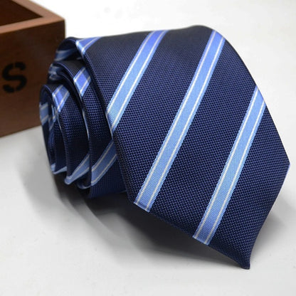 Classic Stripe Necktie - Business Formal Tie for Men 8cm Blue Black Pink Red - ZOOMNSTORE