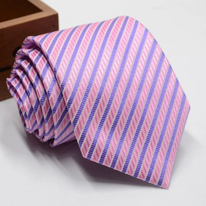 Classic Stripe Necktie - Business Formal Tie for Men 8cm Blue Black Pink Red - ZOOMNSTORE