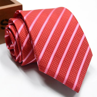 Classic Stripe Necktie - Business Formal Tie for Men 8cm Blue Black Pink Red - ZOOMNSTORE