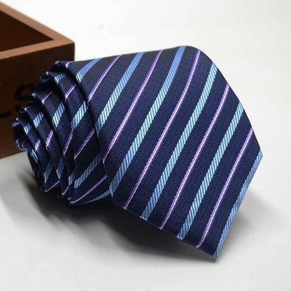Classic Stripe Necktie - Business Formal Tie for Men 8cm Blue Black Pink Red - ZOOMNSTORE