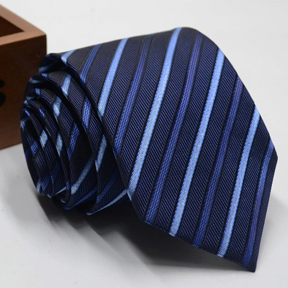 Classic Stripe Necktie - Business Formal Tie for Men 8cm Blue Black Pink Red - ZOOMNSTORE