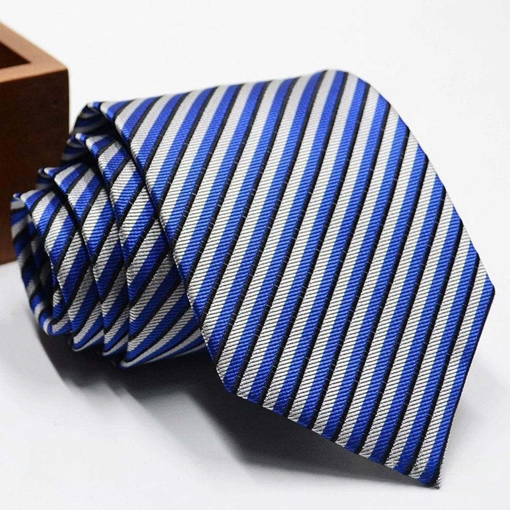 Classic Stripe Necktie - Business Formal Tie for Men 8cm Blue Black Pink Red - ZOOMNSTORE