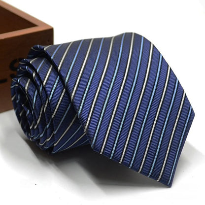Classic Stripe Necktie - Business Formal Tie for Men 8cm Blue Black Pink Red - ZOOMNSTORE