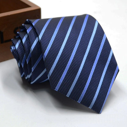 Classic Stripe Necktie - Business Formal Tie for Men 8cm Blue Black Pink Red - ZOOMNSTORE
