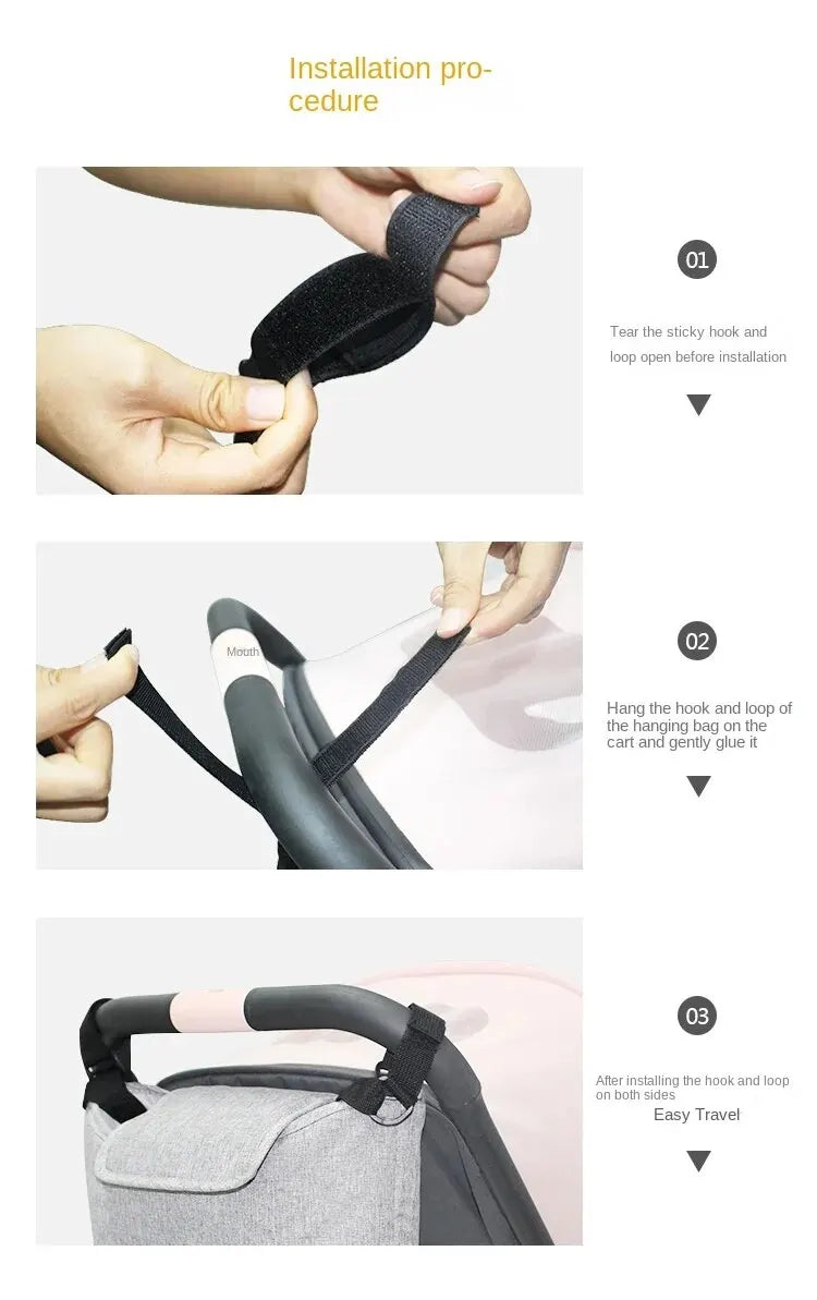 Stroller Bag Baby Diaper Mummy Bag Large Capacity Stroller Organizer Cup Holder Feeding Bottle Stroller Accessories Hanging Bag - ZOOMNSTORE