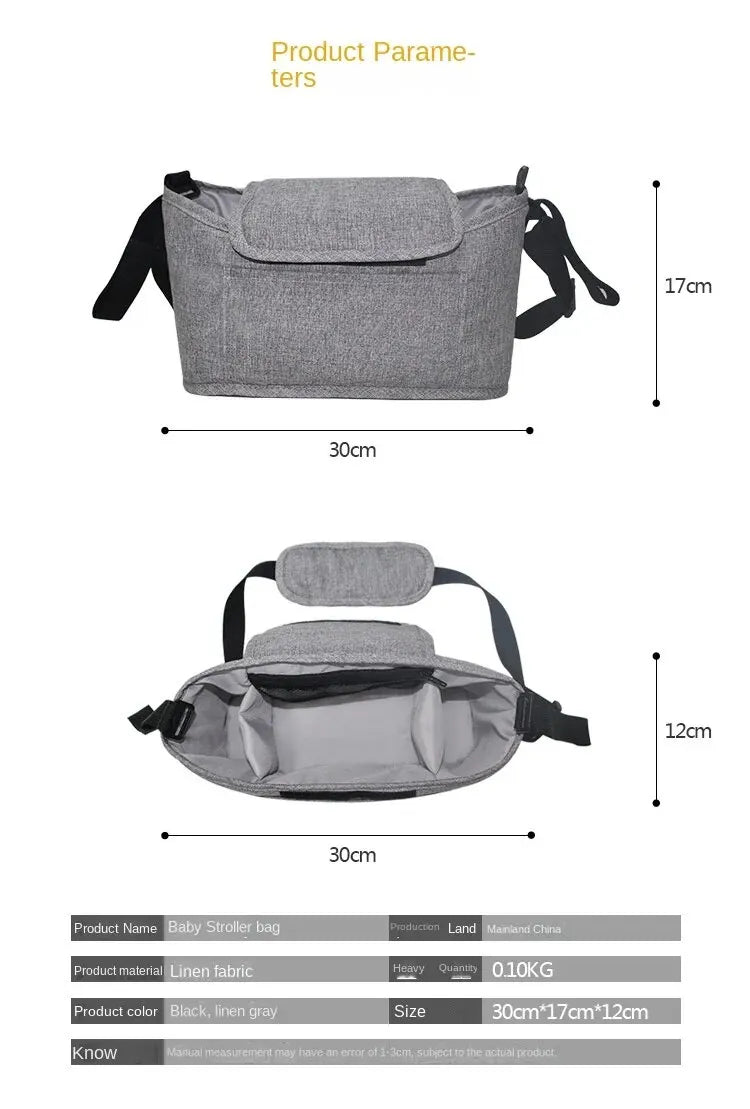 Stroller Bag Baby Diaper Mummy Bag Large Capacity Stroller Organizer Cup Holder Feeding Bottle Stroller Accessories Hanging Bag - ZOOMNSTORE