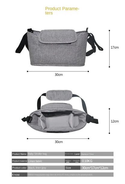 Stroller Bag Baby Diaper Mummy Bag Large Capacity Stroller Organizer Cup Holder Feeding Bottle Stroller Accessories Hanging Bag - ZOOMNSTORE