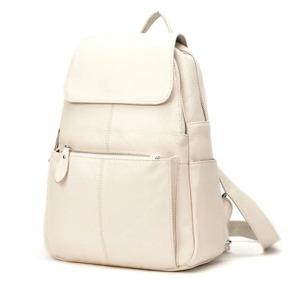 Stylish Black and White Leather Womens Backpack - Anti-Theft Large Capacity Travel Rucksack - ZOOMNSTORE