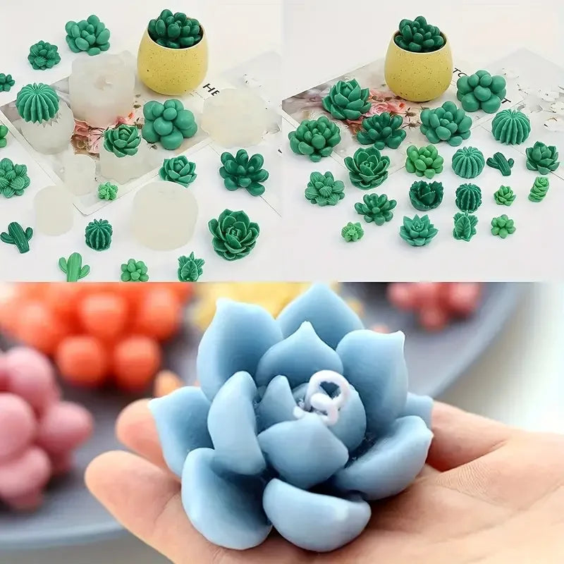 Succulent Plant Silicone Mold - 9pcs for Resin Crafts  Candle Making - ZOOMNSTORE
