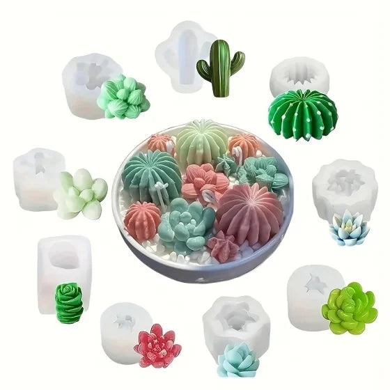 Succulent Plant Silicone Mold - 9pcs for Resin Crafts  Candle Making - ZOOMNSTORE