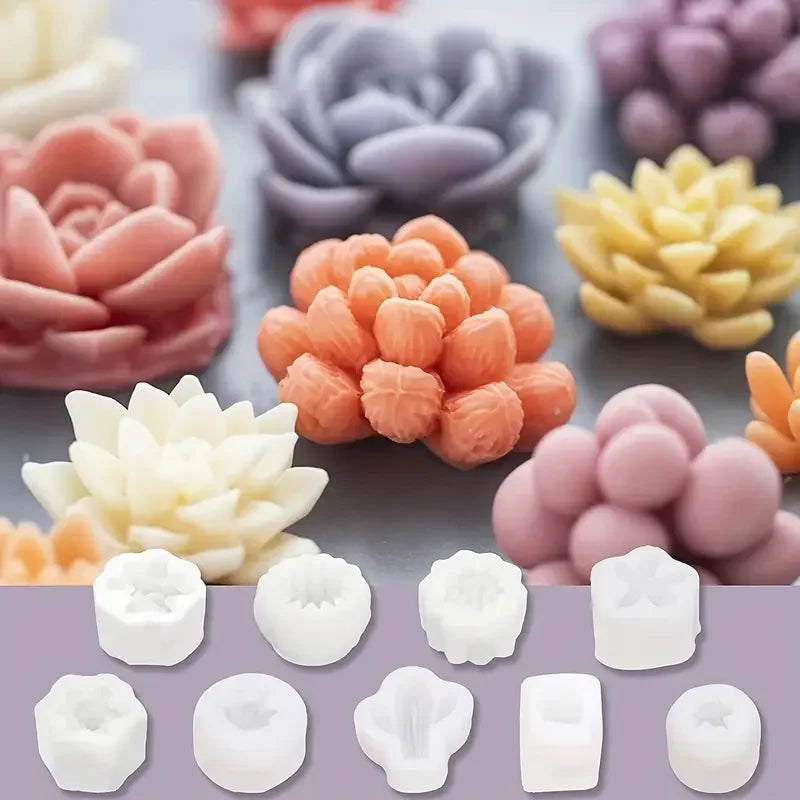 Succulent Plant Silicone Mold - 9pcs for Resin Crafts  Candle Making - ZOOMNSTORE