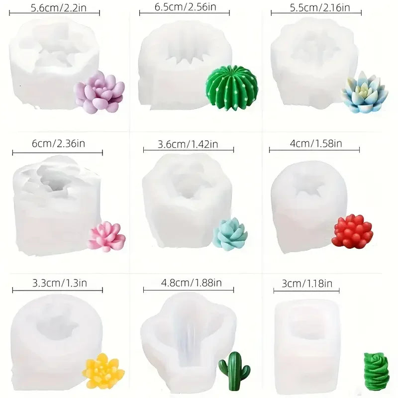 Succulent Plant Silicone Mold - 9pcs for Resin Crafts  Candle Making - ZOOMNSTORE
