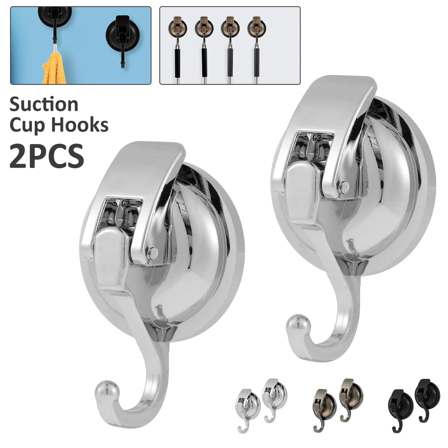 Heavy Duty Suction Cup Hooks - Super Suction Shower  Kitchen Hooks 2 Pcs - ZOOMNSTORE