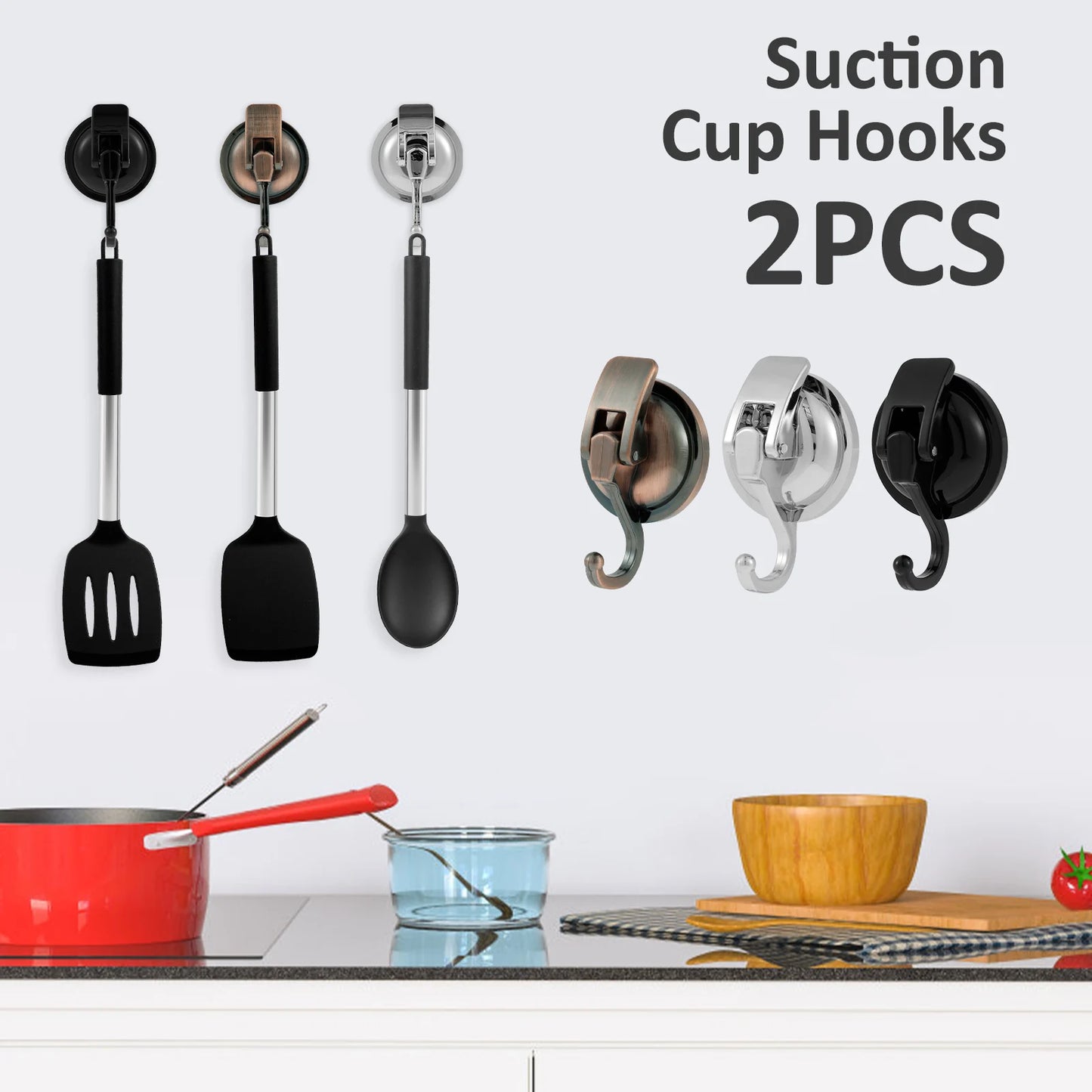 Heavy Duty Suction Cup Hooks - Super Suction Shower  Kitchen Hooks 2 Pcs - ZOOMNSTORE