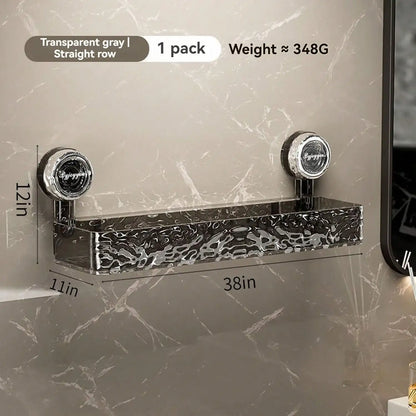 Suction Cup Shower Caddy | Clear Plastic Organizer With Water Drainage & Easy Install Rack - ZOOMNSTORE