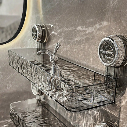 Suction Cup Shower Caddy | Clear Plastic Organizer With Water Drainage & Easy Install Rack - ZOOMNSTORE