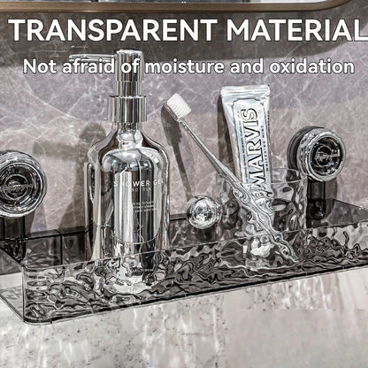 Suction Cup Shower Caddy | Clear Plastic Organizer With Water Drainage & Easy Install Rack - ZOOMNSTORE