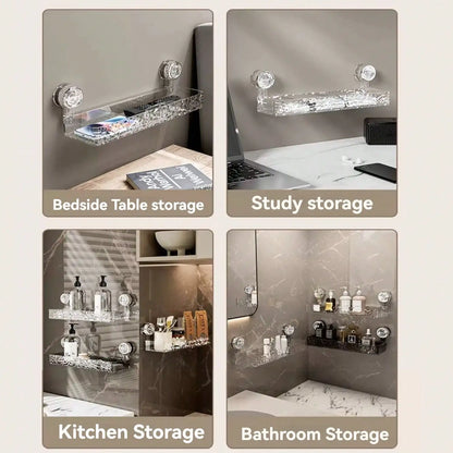 Suction Cup Shower Caddy | Clear Plastic Organizer With Water Drainage & Easy Install Rack - ZOOMNSTORE