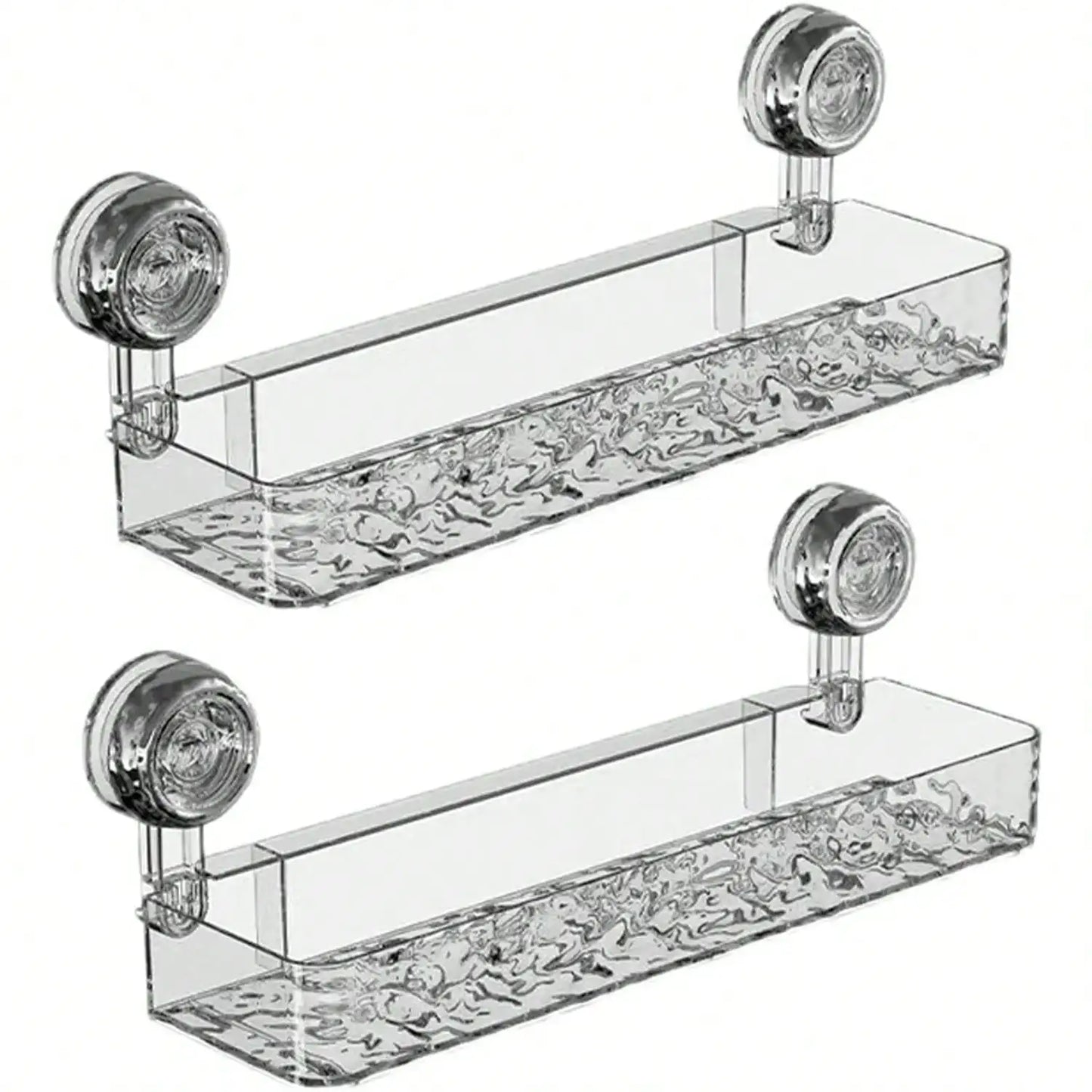 Suction Cup Shower Caddy | Clear Plastic Organizer With Water Drainage & Easy Install Rack - ZOOMNSTORE