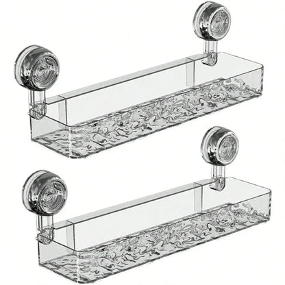 Suction Cup Shower Caddy | Clear Plastic Organizer With Water Drainage & Easy Install Rack - ZOOMNSTORE