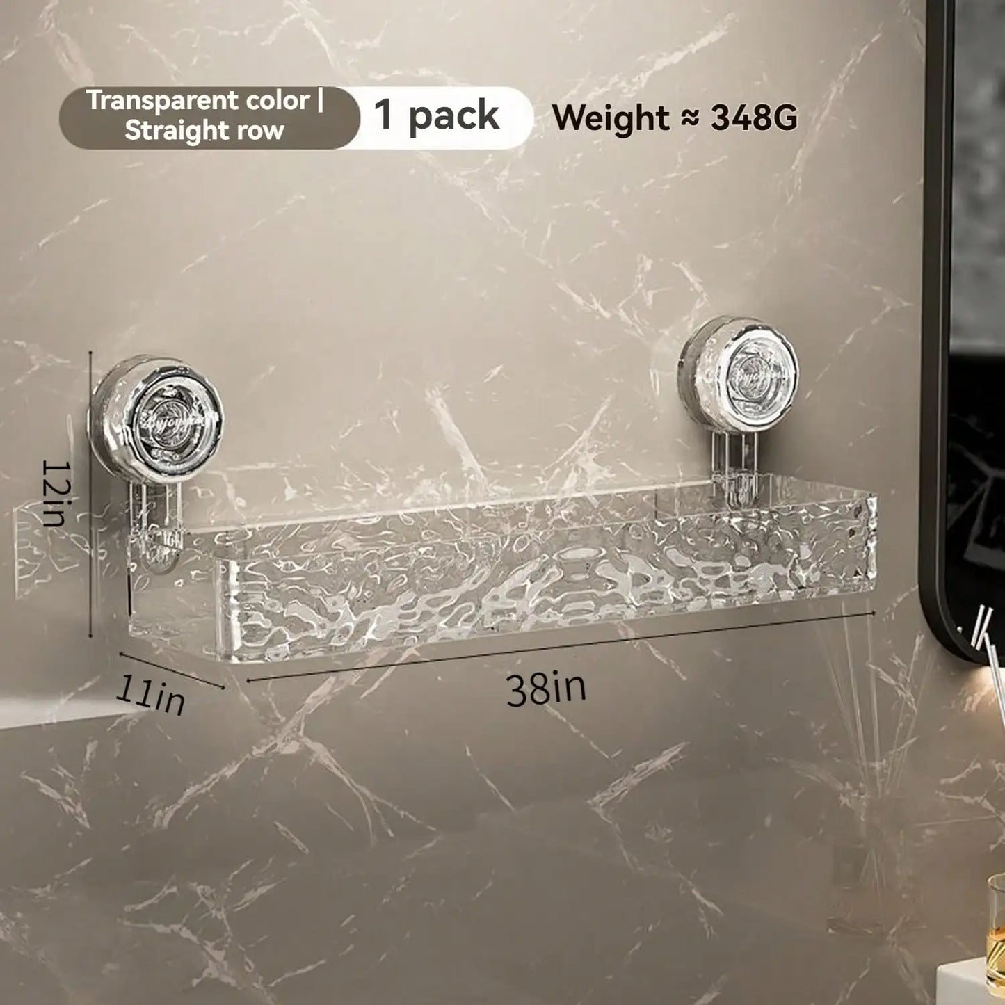 Suction Cup Shower Caddy | Clear Plastic Organizer With Water Drainage & Easy Install Rack - ZOOMNSTORE