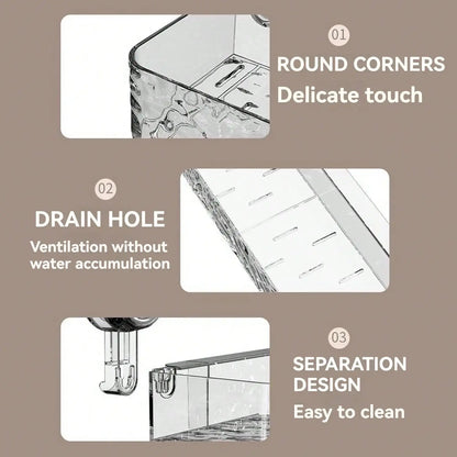 Suction Cup Shower Caddy | Clear Plastic Organizer With Water Drainage & Easy Install Rack - ZOOMNSTORE