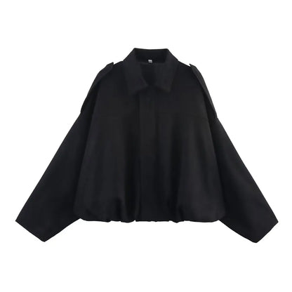 Suede Bomber Jacket - Womens Loose Fashion Spring Outerwear - ZOOMNSTORE