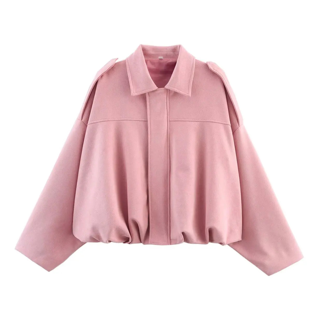 Suede Bomber Jacket - Womens Loose Fashion Spring Outerwear - ZOOMNSTORE