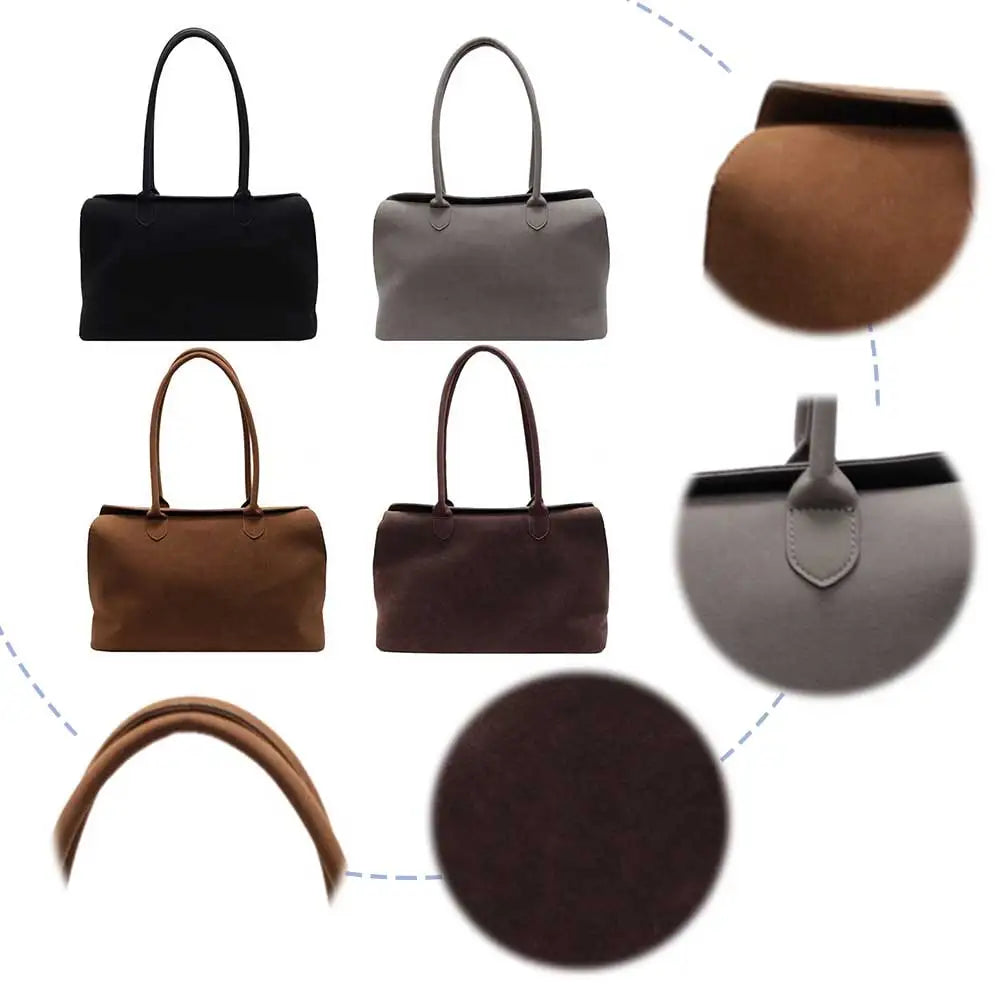 Suede Shoulder Bag - Trendy Tote for Work  Travel Unisex Design with Inner Pocket - ZOOMNSTORE