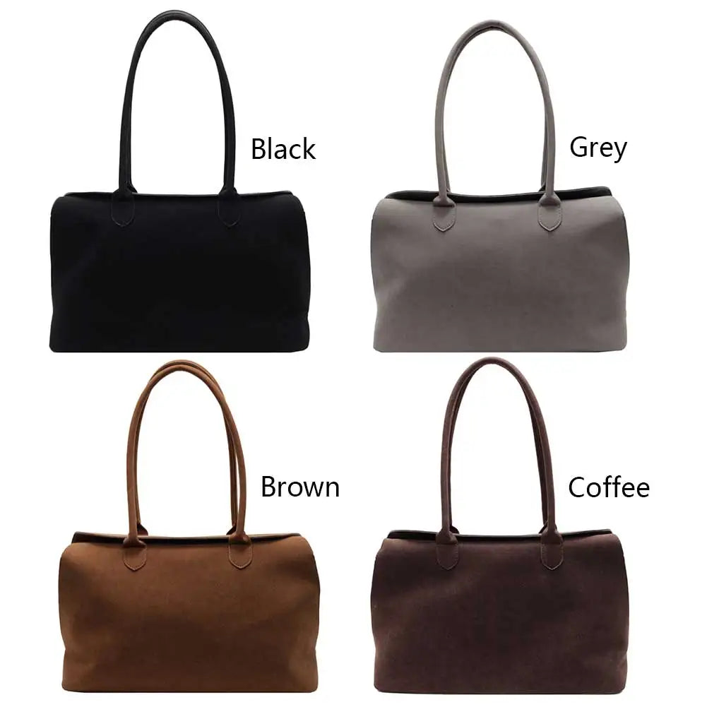 Suede Shoulder Bag - Trendy Tote for Work  Travel Unisex Design with Inner Pocket - ZOOMNSTORE