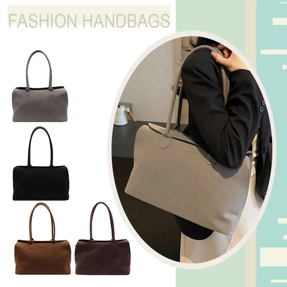 Suede Shoulder Bag - Trendy Tote for Work  Travel Unisex Design with Inner Pocket - ZOOMNSTORE