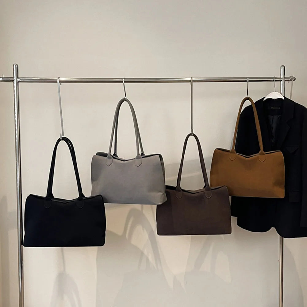 Suede Shoulder Bag - Trendy Tote for Work  Travel Unisex Design with Inner Pocket - ZOOMNSTORE