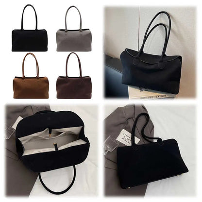 Suede Shoulder Bag - Trendy Tote for Work  Travel Unisex Design with Inner Pocket - ZOOMNSTORE