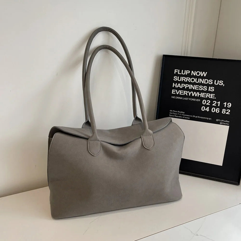 Suede Shoulder Bag - Trendy Tote for Work  Travel Unisex Design with Inner Pocket - ZOOMNSTORE