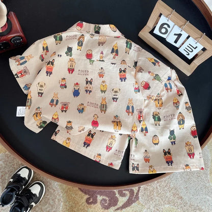 Summer Baby Boys Cartoon Outfit - 2-Piece Shirt  Shorts Set - ZOOMNSTORE