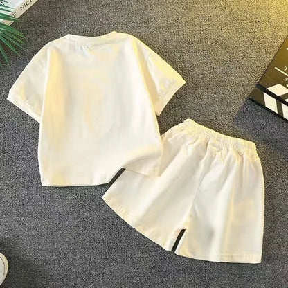 Summer Baby Girls Cartoon Outfit - Short Sleeve T-Shirt  Shorts Set - ZOOMNSTORE