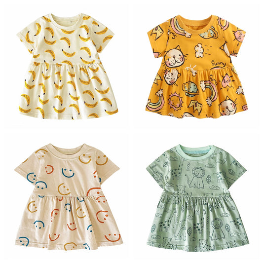 Summer Baby Dress - Cute Short Sleeve Cotton Dress for Girls - ZOOMNSTORE