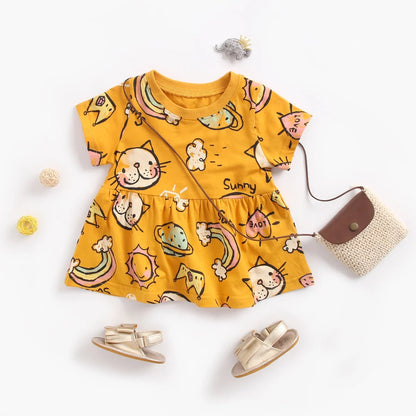 Summer Baby Dress - Cute Short Sleeve Cotton Dress for Girls - ZOOMNSTORE