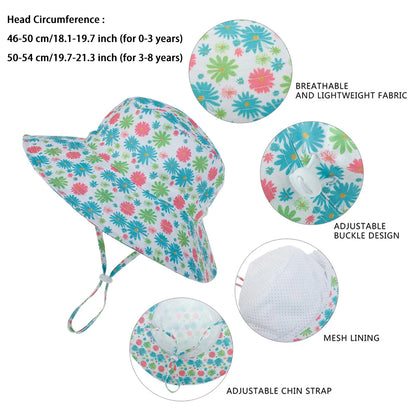 Summer Baby Sun Cap Baby Sun Hat For Girls and Boys Outdoor Neck Ear Cover Anti UV Kids Beach Caps Bucket Cap 0-8 Years - ZOOMNSTORE