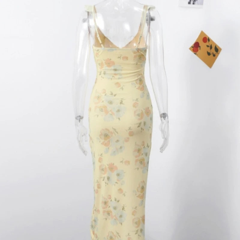 Summer Floral Backless Dress - Womens Sexy Sleeveless Beach Vacation Outfit - ZOOMNSTORE