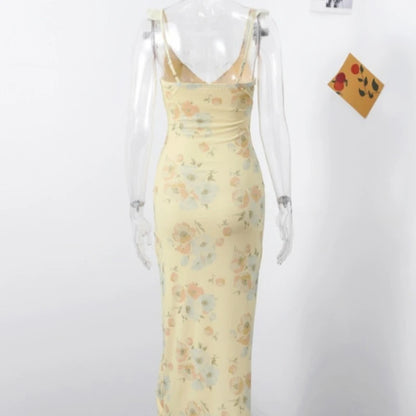 Summer Floral Backless Dress - Womens Sexy Sleeveless Beach Vacation Outfit - ZOOMNSTORE