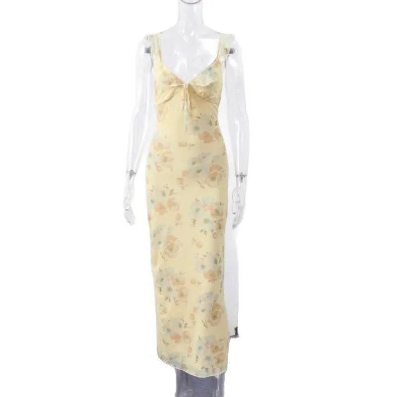 Summer Floral Backless Dress - Womens Sexy Sleeveless Beach Vacation Outfit - ZOOMNSTORE