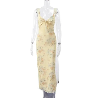 Summer Floral Backless Dress - Womens Sexy Sleeveless Beach Vacation Outfit - ZOOMNSTORE