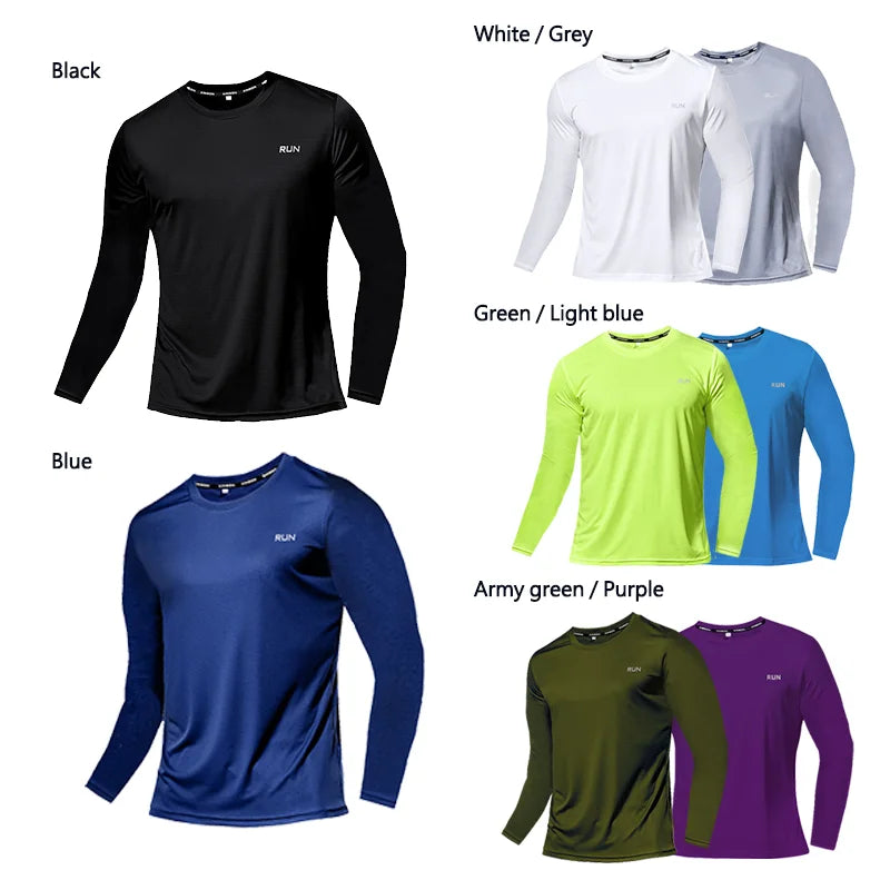 Mens Summer Quick Dry Long Sleeve T-Shirt - Breathable Sun Protection Outdoor Wear - ZOOMNSTORE