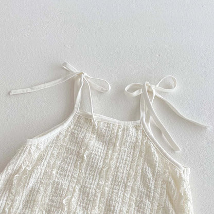 Summer baby basic simple lace sling jumpsuit, baby girl casual thin sling jumpsuit, suitable for indoor and outdoor wear - ZOOMNSTORE