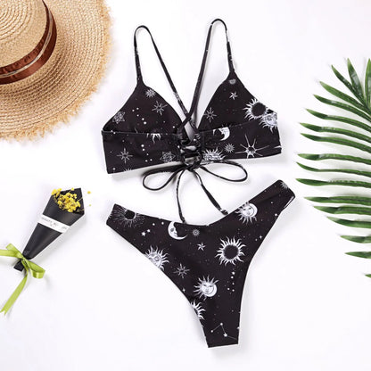 Sunflower Bikini Set - Push Up Padded Swimwear | Low Waist Bandage Bathing Suit - ZOOMNSTORE